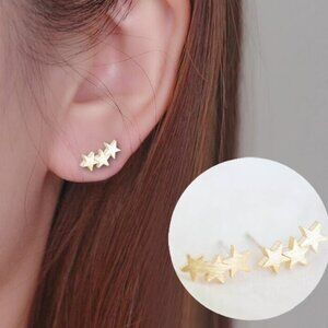 Star stars stud earrings gold tone minimalist